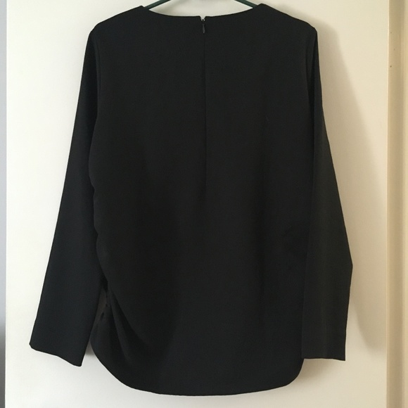 COS Black Textured Crepe Ruched Sides Blouse 12 - Picture 2 of 6